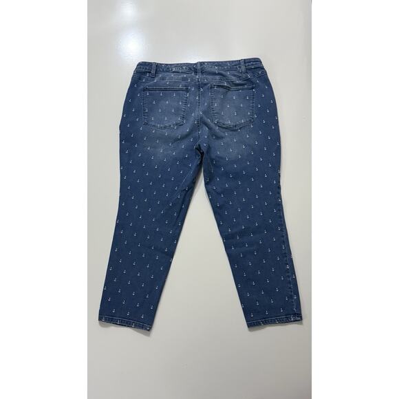 Women's TALBOTS Blue Flawless Five Pocket Slim Ankle Jeans Anchor Print Sz 16wp - Picture 6 of 8